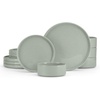 image:imageEfar 6Piece Stoneware Dinnerware Sets Black Plates and Bowls Set for 2 Kitchen Modern Dishes Set for Everyday amp Formal Chip and Scratch Resistant Microwave amp Dishwasher Safe Matte BlackMist Green