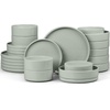image:imageEfar 6Piece Stoneware Dinnerware Sets Black Plates and Bowls Set for 2 Kitchen Modern Dishes Set for Everyday amp Formal Chip and Scratch Resistant Microwave amp Dishwasher Safe Matte BlackMist Green