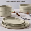 image:imageEfar 6Piece Stoneware Dinnerware Sets Black Plates and Bowls Set for 2 Kitchen Modern Dishes Set for Everyday amp Formal Chip and Scratch Resistant Microwave amp Dishwasher Safe Matte BlackDeep Khaki