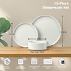 image:imageEfar 6Piece Stoneware Dinnerware Sets Black Plates and Bowls Set for 2 Kitchen Modern Dishes Set for Everyday amp Formal Chip and Scratch Resistant Microwave amp Dishwasher Safe Matte BlackStone White