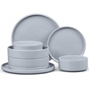 image:imageEfar 6Piece Stoneware Dinnerware Sets Black Plates and Bowls Set for 2 Kitchen Modern Dishes Set for Everyday amp Formal Chip and Scratch Resistant Microwave amp Dishwasher Safe Matte BlackHaze Gray