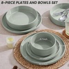 image:imageEfar 6Piece Stoneware Dinnerware Sets Black Plates and Bowls Set for 2 Kitchen Modern Dishes Set for Everyday amp Formal Chip and Scratch Resistant Microwave amp Dishwasher Safe Matte BlackMist Green