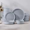 image:imageEfar 6Piece Stoneware Dinnerware Sets Black Plates and Bowls Set for 2 Kitchen Modern Dishes Set for Everyday amp Formal Chip and Scratch Resistant Microwave amp Dishwasher Safe Matte BlackHaze Gray