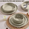 image:imageEfar 6Piece Stoneware Dinnerware Sets Black Plates and Bowls Set for 2 Kitchen Modern Dishes Set for Everyday amp Formal Chip and Scratch Resistant Microwave amp Dishwasher Safe Matte BlackDeep Khaki