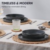 image:imageEfar 6Piece Stoneware Dinnerware Sets Black Plates and Bowls Set for 2 Kitchen Modern Dishes Set for Everyday amp Formal Chip and Scratch Resistant Microwave amp Dishwasher Safe Matte BlackDeep Gray