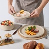 image:imageEfar 6Piece Stoneware Dinnerware Sets Black Plates and Bowls Set for 2 Kitchen Modern Dishes Set for Everyday amp Formal Chip and Scratch Resistant Microwave amp Dishwasher Safe Matte BlackBright Khaki