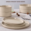 image:imageEfar 6Piece Stoneware Dinnerware Sets Black Plates and Bowls Set for 2 Kitchen Modern Dishes Set for Everyday amp Formal Chip and Scratch Resistant Microwave amp Dishwasher Safe Matte BlackBright Khaki