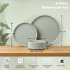image:imageEfar 6Piece Stoneware Dinnerware Sets Black Plates and Bowls Set for 2 Kitchen Modern Dishes Set for Everyday amp Formal Chip and Scratch Resistant Microwave amp Dishwasher Safe Matte BlackMist Green