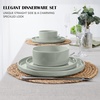 image:imageEfar 6Piece Stoneware Dinnerware Sets Black Plates and Bowls Set for 2 Kitchen Modern Dishes Set for Everyday amp Formal Chip and Scratch Resistant Microwave amp Dishwasher Safe Matte BlackMist Green