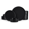 image:imageEfar 6Piece Stoneware Dinnerware Sets Black Plates and Bowls Set for 2 Kitchen Modern Dishes Set for Everyday amp Formal Chip and Scratch Resistant Microwave amp Dishwasher Safe Matte BlackMatte Black