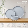 image:imageEfar 6Piece Stoneware Dinnerware Sets Black Plates and Bowls Set for 2 Kitchen Modern Dishes Set for Everyday amp Formal Chip and Scratch Resistant Microwave amp Dishwasher Safe Matte BlackHaze Gray