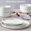 image:imageEfar 6Piece Stoneware Dinnerware Sets Black Plates and Bowls Set for 2 Kitchen Modern Dishes Set for Everyday amp Formal Chip and Scratch Resistant Microwave amp Dishwasher Safe Matte BlackStone White