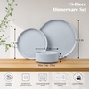 image:imageEfar 6Piece Stoneware Dinnerware Sets Black Plates and Bowls Set for 2 Kitchen Modern Dishes Set for Everyday amp Formal Chip and Scratch Resistant Microwave amp Dishwasher Safe Matte BlackHaze Gray