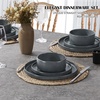 image:imageEfar 6Piece Stoneware Dinnerware Sets Black Plates and Bowls Set for 2 Kitchen Modern Dishes Set for Everyday amp Formal Chip and Scratch Resistant Microwave amp Dishwasher Safe Matte BlackDeep Gray