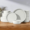 image:imageEfar 6Piece Stoneware Dinnerware Sets Black Plates and Bowls Set for 2 Kitchen Modern Dishes Set for Everyday amp Formal Chip and Scratch Resistant Microwave amp Dishwasher Safe Matte BlackStone White