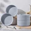 image:imageEfar Pasta Bowls Set of 6 35 oz Large Stoneware Bowl Plates  Shallow amp Wide Ceramic Pasta Serving Plates for Salad Dinner Soup  Microwave amp Dishwasher Safe Speckled MulticolorHaze Gray