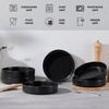 image:imageEfar Pasta Bowls Set of 6 35 oz Large Stoneware Bowl Plates  Shallow amp Wide Ceramic Pasta Serving Plates for Salad Dinner Soup  Microwave amp Dishwasher Safe Speckled MulticolorMatte Black
