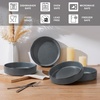 image:imageEfar Pasta Bowls Set of 6 35 oz Large Stoneware Bowl Plates  Shallow amp Wide Ceramic Pasta Serving Plates for Salad Dinner Soup  Microwave amp Dishwasher Safe Speckled MulticolorDeep Gray