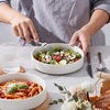 image:imageEfar Pasta Bowls Set of 6 35 oz Large Stoneware Bowl Plates  Shallow amp Wide Ceramic Pasta Serving Plates for Salad Dinner Soup  Microwave amp Dishwasher Safe Speckled MulticolorStone White