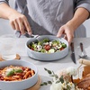 image:imageEfar Pasta Bowls Set of 6 35 oz Large Stoneware Bowl Plates  Shallow amp Wide Ceramic Pasta Serving Plates for Salad Dinner Soup  Microwave amp Dishwasher Safe Speckled MulticolorHaze Gray