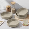image:imageEfar Pasta Bowls Set of 6 35 oz Large Stoneware Bowl Plates  Shallow amp Wide Ceramic Pasta Serving Plates for Salad Dinner Soup  Microwave amp Dishwasher Safe Speckled MulticolorDeep Khaki