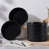 image:imageEfar Pasta Bowls Set of 6 35 oz Large Stoneware Bowl Plates  Shallow amp Wide Ceramic Pasta Serving Plates for Salad Dinner Soup  Microwave amp Dishwasher Safe Speckled MulticolorMatte Black