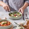 image:imageEfar Pasta Bowls Set of 6 35 oz Large Stoneware Bowl Plates  Shallow amp Wide Ceramic Pasta Serving Plates for Salad Dinner Soup  Microwave amp Dishwasher Safe Speckled MulticolorMist Green
