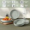 image:imageEfar Pasta Bowls Set of 6 35 oz Large Stoneware Bowl Plates  Shallow amp Wide Ceramic Pasta Serving Plates for Salad Dinner Soup  Microwave amp Dishwasher Safe Speckled MulticolorMist Green