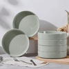 image:imageEfar Pasta Bowls Set of 6 35 oz Large Stoneware Bowl Plates  Shallow amp Wide Ceramic Pasta Serving Plates for Salad Dinner Soup  Microwave amp Dishwasher Safe Speckled MulticolorMist Green