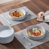 image:imageEfar Pasta Bowls Set of 6 35 oz Large Stoneware Bowl Plates  Shallow amp Wide Ceramic Pasta Serving Plates for Salad Dinner Soup  Microwave amp Dishwasher Safe Speckled MulticolorHaze Gray