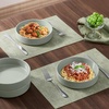 image:imageEfar Pasta Bowls Set of 6 35 oz Large Stoneware Bowl Plates  Shallow amp Wide Ceramic Pasta Serving Plates for Salad Dinner Soup  Microwave amp Dishwasher Safe Speckled MulticolorMist Green