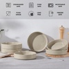 image:imageEfar Pasta Bowls Set of 6 35 oz Large Stoneware Bowl Plates  Shallow amp Wide Ceramic Pasta Serving Plates for Salad Dinner Soup  Microwave amp Dishwasher Safe Speckled MulticolorDeep Khaki