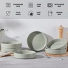 image:imageEfar Pasta Bowls Set of 6 35 oz Large Stoneware Bowl Plates  Shallow amp Wide Ceramic Pasta Serving Plates for Salad Dinner Soup  Microwave amp Dishwasher Safe Speckled MulticolorMist Green