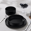 image:imageEfar Pasta Bowls Set of 6 35 oz Large Stoneware Bowl Plates  Shallow amp Wide Ceramic Pasta Serving Plates for Salad Dinner Soup  Microwave amp Dishwasher Safe Speckled MulticolorMatte Black
