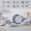 image:imageEfar Pasta Bowls Set of 6 35 oz Large Stoneware Bowl Plates  Shallow amp Wide Ceramic Pasta Serving Plates for Salad Dinner Soup  Microwave amp Dishwasher Safe Speckled MulticolorHaze Gray