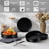 image:imageEfar Pasta Bowls Set of 6 35 oz Large Stoneware Bowl Plates  Shallow amp Wide Ceramic Pasta Serving Plates for Salad Dinner Soup  Microwave amp Dishwasher Safe Speckled MulticolorMatte Black