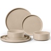 image:imageEfar 6Piece Stoneware Dinnerware Sets Black Plates and Bowls Set for 2 Kitchen Modern Dishes Set for Everyday amp Formal Chip and Scratch Resistant Microwave amp Dishwasher Safe Matte BlackBright Khaki
