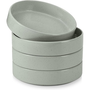 image:imageEfar Pasta Bowls Set of 6 35 oz Large Stoneware Bowl Plates  Shallow amp Wide Ceramic Pasta Serving Plates for Salad Dinner Soup  Microwave amp Dishwasher Safe Speckled MulticolorMist Green