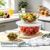 image:imageEfar Glass Mixing Bowls with Airtight Lids Set of 3 482908 Qt Clear Glass Salad Bowls for Cooking Prep Baking Serving Large Nesting Bowls for Storage Proofing Heatproof amp Dishwasher Safe