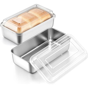 image:imageEfar Loaf Pan with Lids 9 x 5 Inch Stainless Steel Bread Pans for Homemade Bread Rectangle Baking Tins for Sourdough Meatloaf Banana Cake Nontoxic amp Dishwasher Safe  Set of 3Set of 2