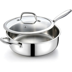 image:imageEfar Saute Pan with Lid 12 Inch 6QT TriPly Stainless Steel Deep Frying Pan Braiser Pan amp Chef Skillet Nontoxic Cooking Pan for Induction Ceramic Gas Stoves Heavy Duty Oven amp Dishwasher Safe10 Inch  45 QT