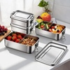 image:imageEfar 4 Pieces Stainless Steel Bento Box 5505508501400ml Metal Lunch Box LeakProof Lunch Food Container with Lids and Divider Reusable Meal Storage for Camping Picnic Travel Work4