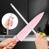 image:imageEfar Knife Set with Block 15 Pieces Kitchen Knife Block Set with Sharpener High Carbon Stainless Steel Sharp Chef Knife Set with Ergonomic Handles Anti Rust WalnutPink