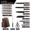 image:imageEfar Knife Set with Block 15 Pieces Kitchen Knife Block Set with Sharpener High Carbon Stainless Steel Sharp Chef Knife Set with Ergonomic Handles Anti Rust WalnutWalnut
