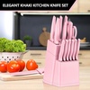 image:imageEfar Knife Set with Block 15 Pieces Kitchen Knife Block Set with Sharpener High Carbon Stainless Steel Sharp Chef Knife Set with Ergonomic Handles Anti Rust WalnutPink