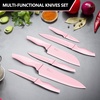 image:imageEfar Knife Set with Block 15 Pieces Kitchen Knife Block Set with Sharpener High Carbon Stainless Steel Sharp Chef Knife Set with Ergonomic Handles Anti Rust WalnutPink