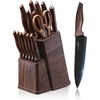 image:imageEfar Knife Set with Block 15 Pieces Kitchen Knife Block Set with Sharpener High Carbon Stainless Steel Sharp Chef Knife Set with Ergonomic Handles Anti Rust WalnutWalnut