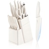 image:imageEfar Knife Set with Block 15 Pieces Kitchen Knife Block Set with Sharpener High Carbon Stainless Steel Sharp Chef Knife Set with Ergonomic Handles Anti Rust WalnutWhite