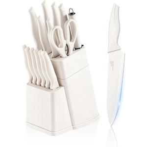 image:imageEfar Knife Set with Block 15 Pieces Kitchen Knife Block Set with Sharpener High Carbon Stainless Steel Sharp Chef Knife Set with Ergonomic Handles Anti Rust WalnutWhite