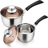 image:imageEfar 3 Quart Saucepan with Lid Stainless Steel Sauce Pan with HeatProof Handles Small Pot for Home Kitchen Restaurant Cooking Dishwasher SafeStainless Steel